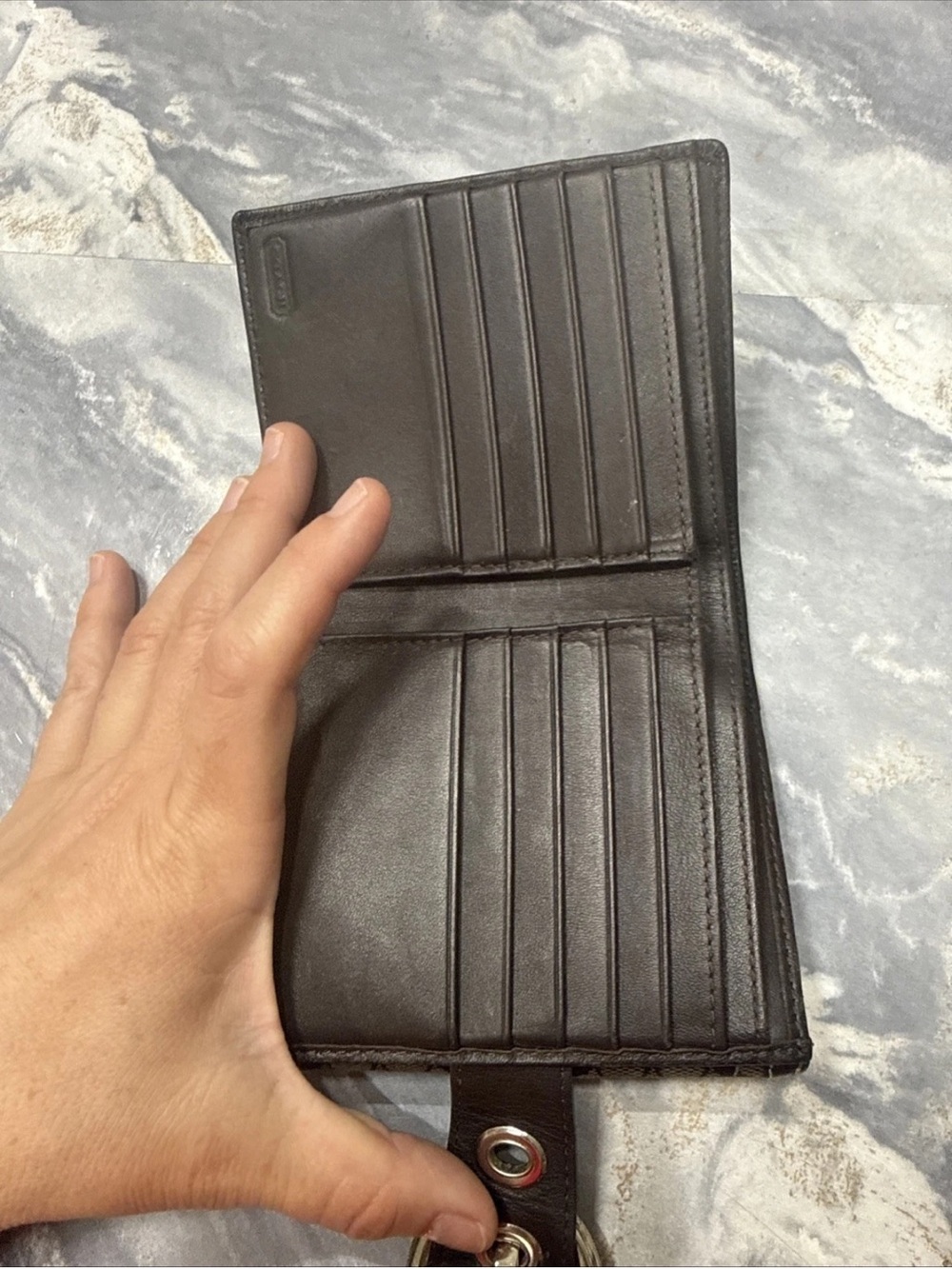 Coach Y2K Dark Brown Signature Canvas Soho Silver Tone Buckle Small Mini Wallet - Picture 5 of 14